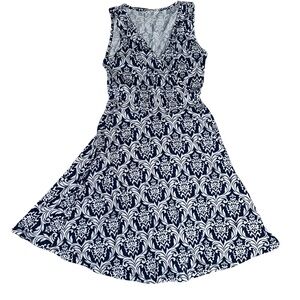 Navy and White Patterned Dress
